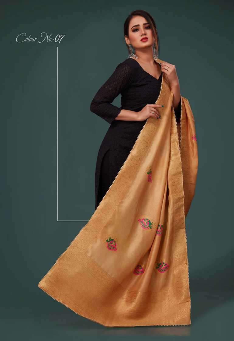 Jaanvi fashion Women's Bandhani Floral Woven Silk Dupatta With Zari  (bondh-dupat